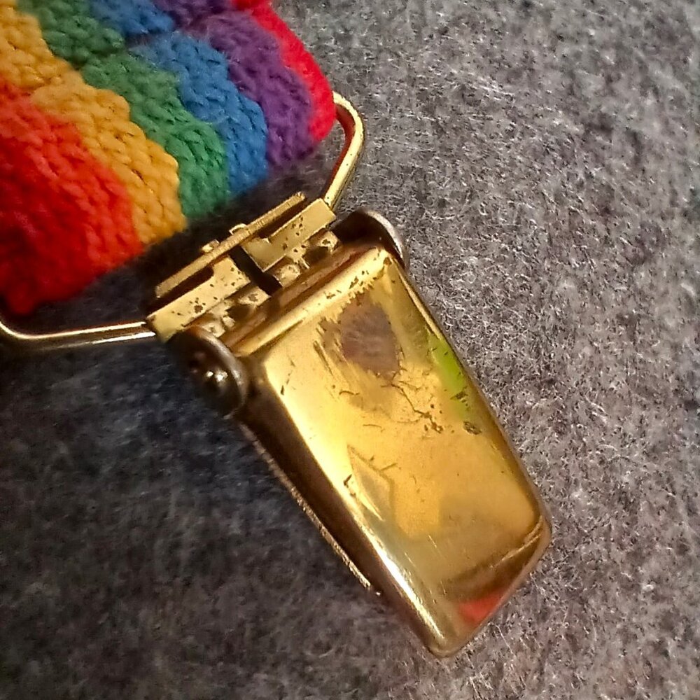 RARE! True Vintage LEVIS Levi's Saddleman logo rainbow suspenders /braces PRIDE - Picture 5 of 9